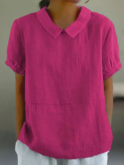 Summer Blouse | Collared | Loose Fit | Short Sleeve Blouse | Ladies Summer Tops-Grace Aura