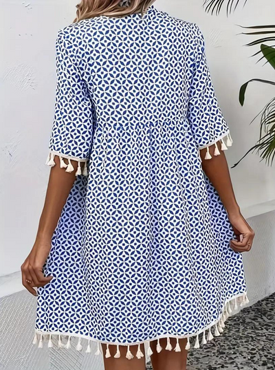 Summer Dress - Half Sleeve - Tassel - Short Dress - Loose Fit-Grace Aura