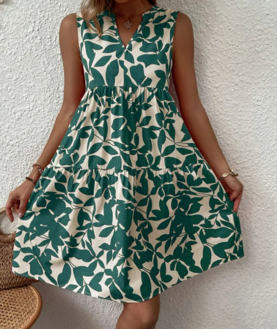 Summer Dress - Loose Fit - Knee Length - Sleeveless - A-Line Dress-Grace Aura