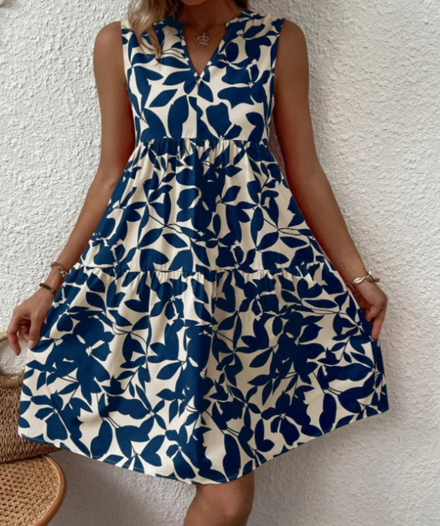 Summer Dress - Loose Fit - Knee Length - Sleeveless - A-Line Dress-Grace Aura