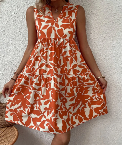 Summer Dress - Loose Fit - Knee Length - Sleeveless - A-Line Dress-Grace Aura