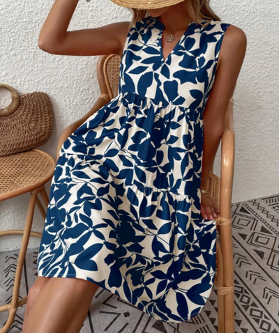 Summer Dress - Loose Fit - Knee Length - Sleeveless - A-Line Dress-Grace Aura