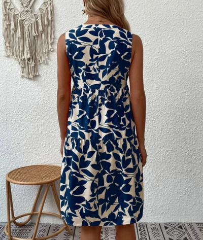 Summer Dress - Loose Fit - Knee Length - Sleeveless - A-Line Dress-Grace Aura