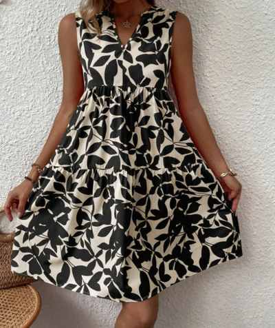 Summer Dress - Loose Fit - Knee Length - Sleeveless - A-Line Dress-Grace Aura