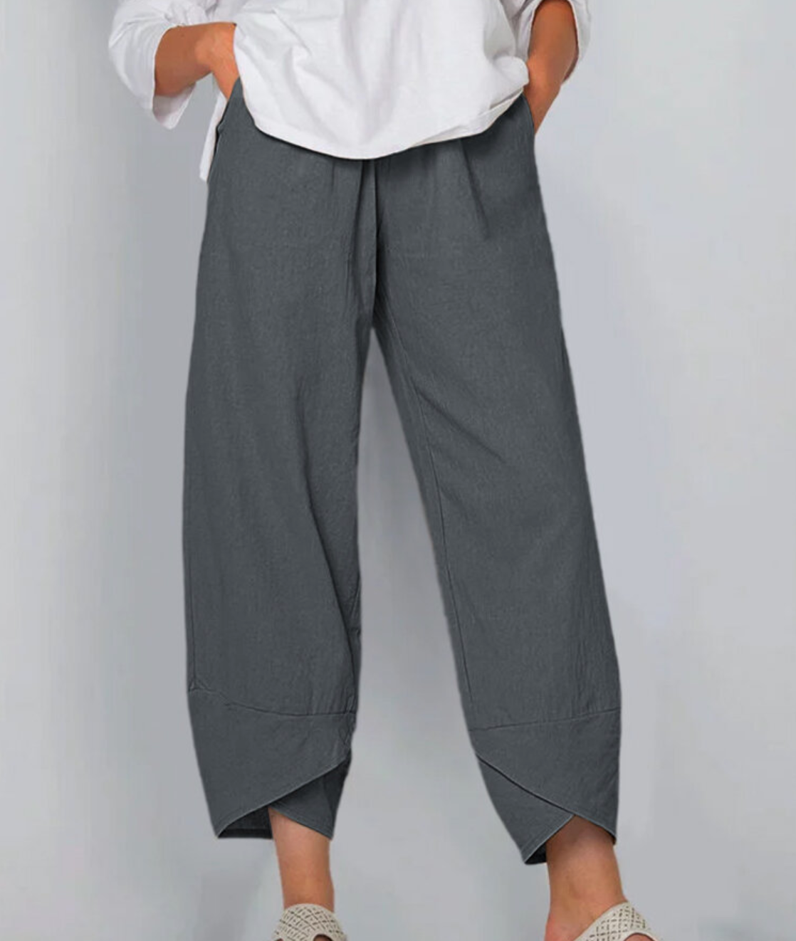 Summer Pants | Wide Leg | Cropped | Linen Trousers | Women's Trousers-Grace Aura