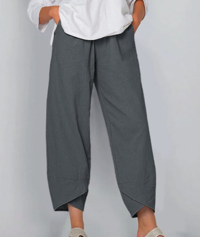 Summer Pants | Wide Leg | Cropped | Linen Trousers | Women's Trousers-Grace Aura