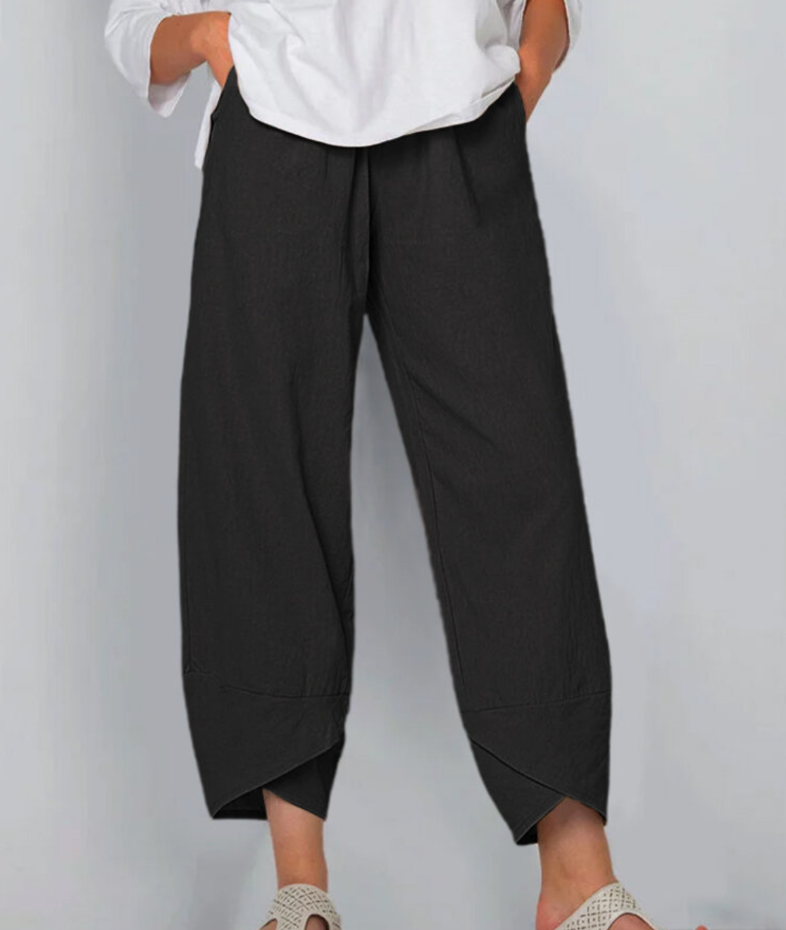 Summer Pants | Wide Leg | Cropped | Linen Trousers | Women's Trousers-Grace Aura
