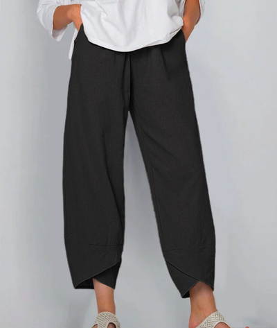 Summer Pants | Wide Leg | Cropped | Linen Trousers | Women's Trousers-Grace Aura