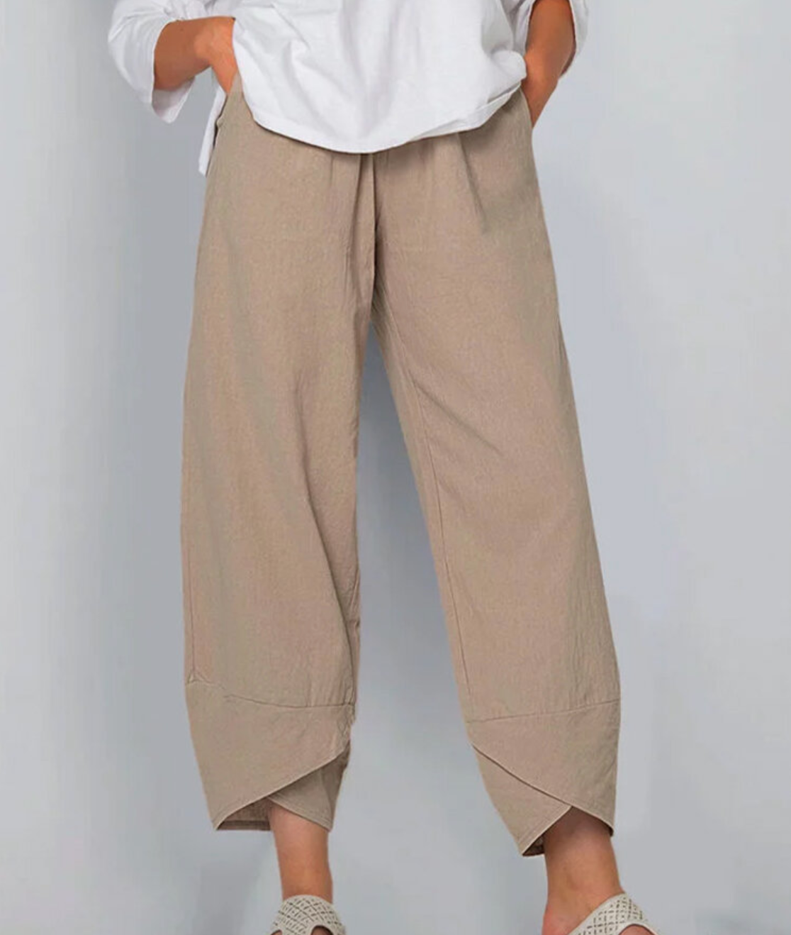 Summer Pants | Wide Leg | Cropped | Linen Trousers | Women's Trousers-Grace Aura