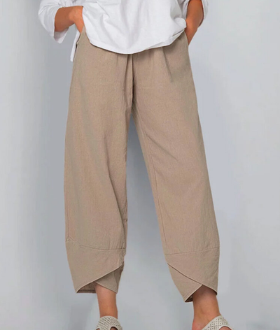 Summer Pants | Wide Leg | Cropped | Linen Trousers | Women's Trousers-Grace Aura