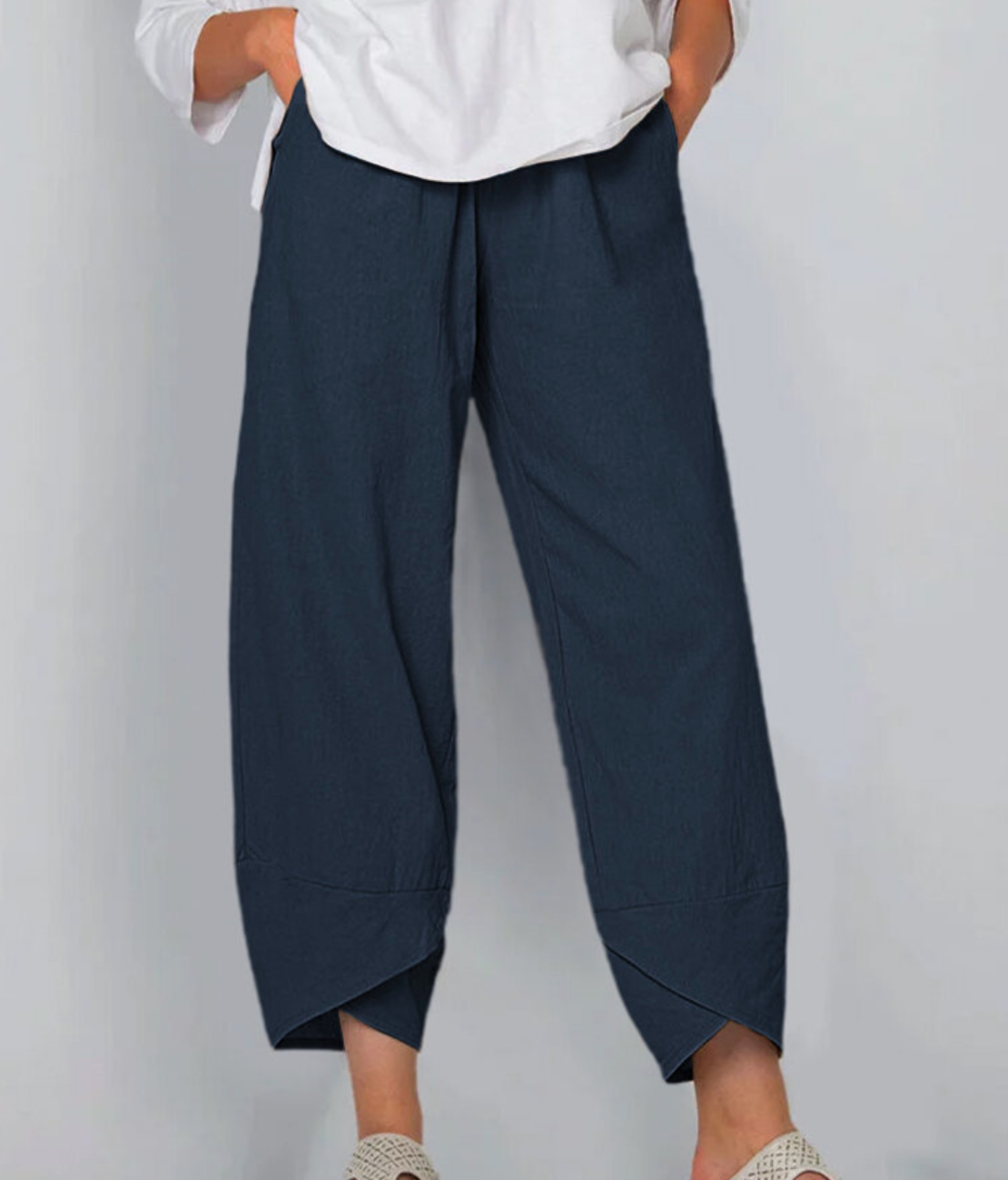 Summer Pants | Wide Leg | Cropped | Linen Trousers | Women's Trousers-Grace Aura