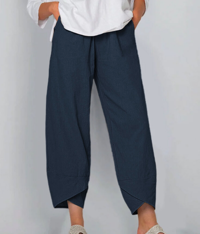 Summer Pants | Wide Leg | Cropped | Linen Trousers | Women's Trousers-Grace Aura