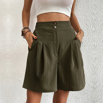Summer Shorts - Flowy - Cotton - High Waist Shorts - Women's Shorts-Grace Aura
