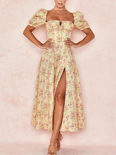 Sundress - Floral - Puff Sleeve - Summer Dress - Maxi Dress-Grace Aura