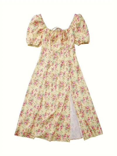 Sundress - Floral - Puff Sleeve - Summer Dress - Maxi Dress-Grace Aura