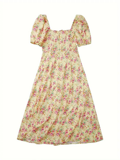Sundress - Floral - Puff Sleeve - Summer Dress - Maxi Dress-Grace Aura