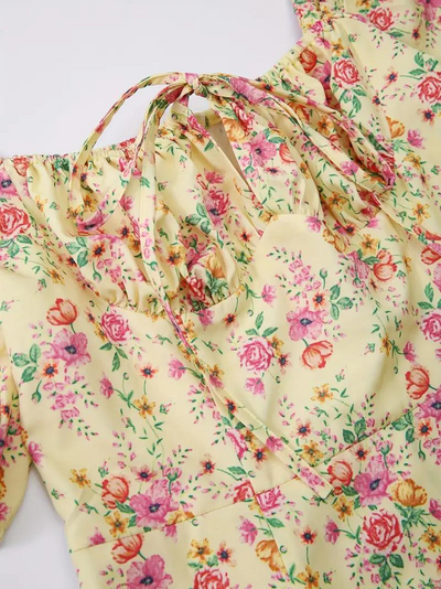 Sundress - Floral - Puff Sleeve - Summer Dress - Maxi Dress-Grace Aura