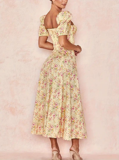 Sundress - Floral - Puff Sleeve - Summer Dress - Maxi Dress-Grace Aura