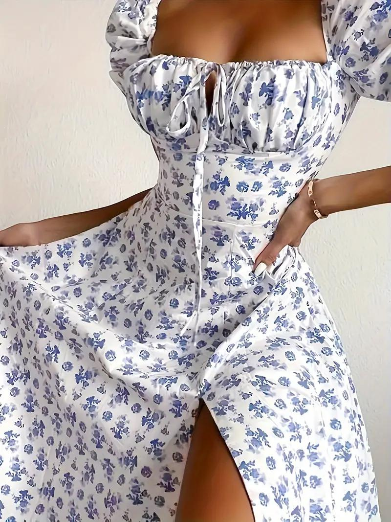 Sundress - Floral - Puff Sleeve - Summer Dress - Maxi Dress-Grace Aura