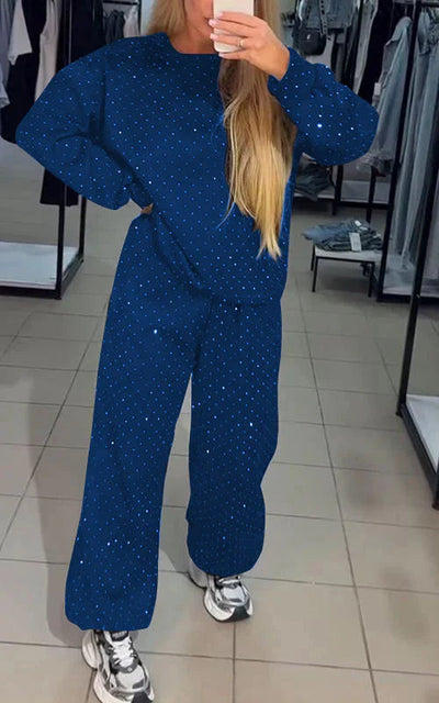 Sweat Set - Sparkly - Comfy - Jogger Set - Women's Clothing-Grace Aura