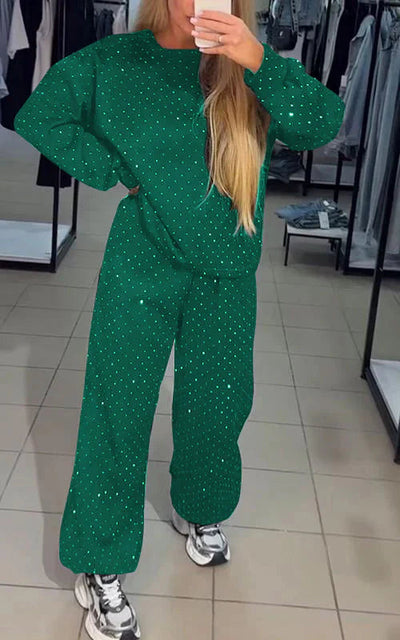 Sweat Set - Sparkly - Comfy - Jogger Set - Women's Clothing-Grace Aura