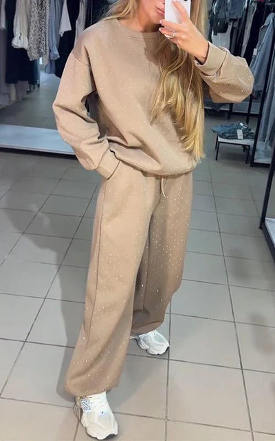 Sweat Set - Sparkly - Comfy - Jogger Set - Women's Clothing-Grace Aura