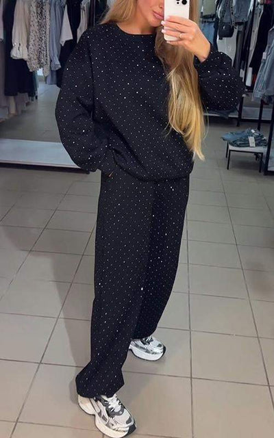 Sweat Set - Sparkly - Comfy - Jogger Set - Women's Clothing-Grace Aura