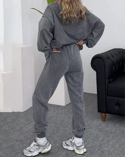 Sweat Suit | Loose Fit | Gray | Hoodie and Sweatpants Set | Women's Jogger Set-Grace Aura