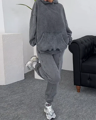 Sweat Suit | Loose Fit | Gray | Hoodie and Sweatpants Set | Women's Jogger Set-Grace Aura
