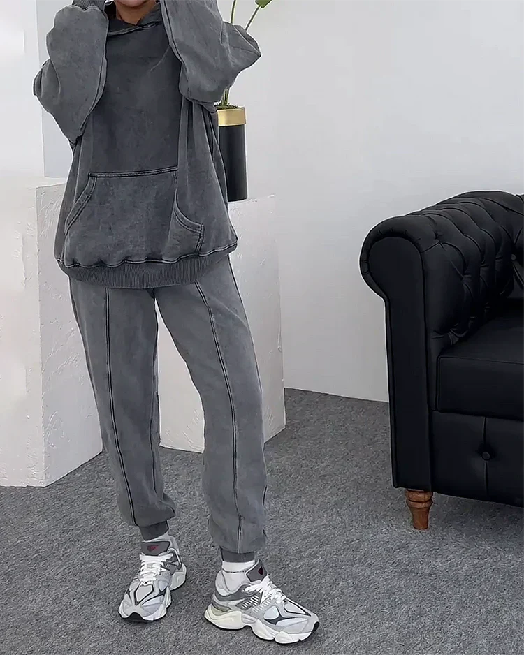 Sweat Suit | Loose Fit | Gray | Hoodie and Sweatpants Set | Women's Jogger Set-Grace Aura