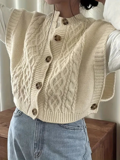 Sweater Vest - Button-Up - Loose Fit - Knitted Vest - Women's Knitwear-Grace Aura
