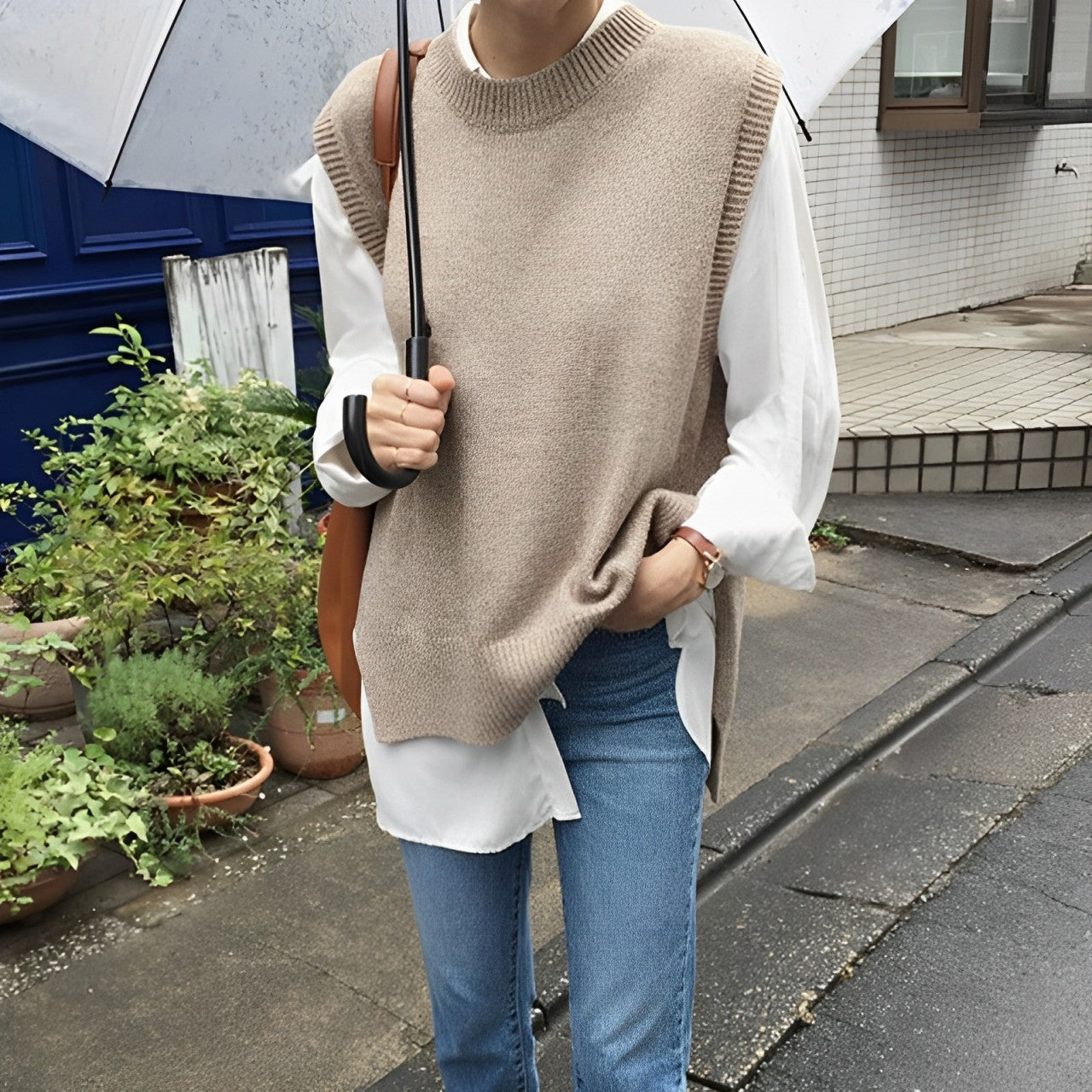 Sweater Vest - Sleeveless - Loose Fit - Knitted Gilet - Women's Knit Vest-Grace Aura