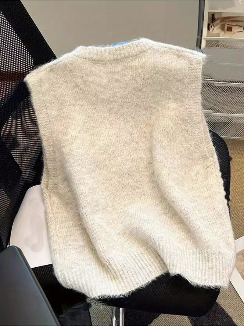 Sweater Vest - Women's Sleeveless Knitted Pullover Vest-Grace Aura