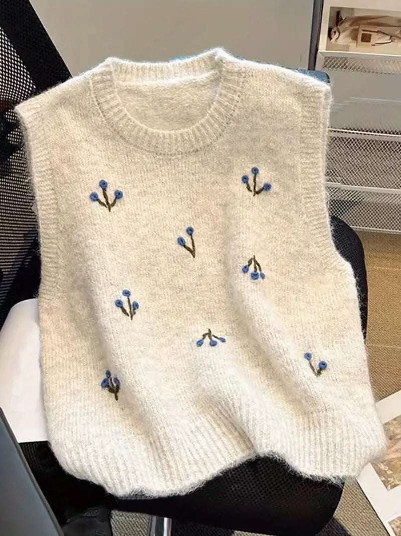 Sweater Vest - Women's Sleeveless Knitted Pullover Vest-Grace Aura