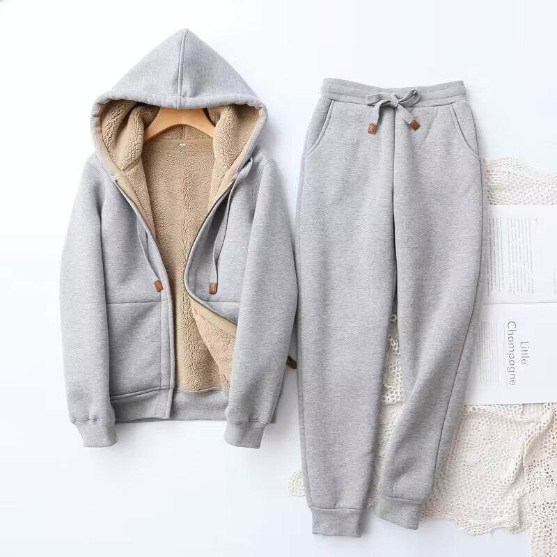 Sweats Set | Warm | Fleece Lined | Hoodie and Jogger Set | Jogging Suits for Women-Grace Aura