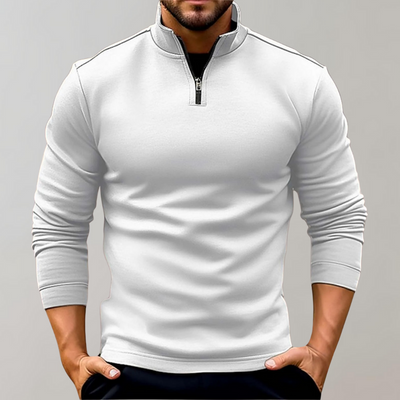 Sweatshirt - Men's Warm Standing Collar Long Sleeve Zip-Neck Sweater-Grace Aura