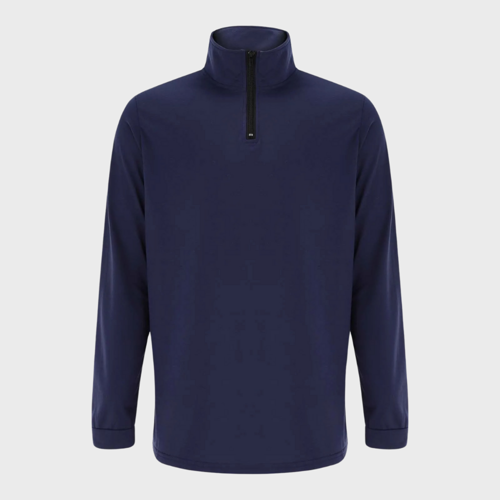 Sweatshirt - Men's Warm Standing Collar Long Sleeve Zip-Neck Sweater-Grace Aura
