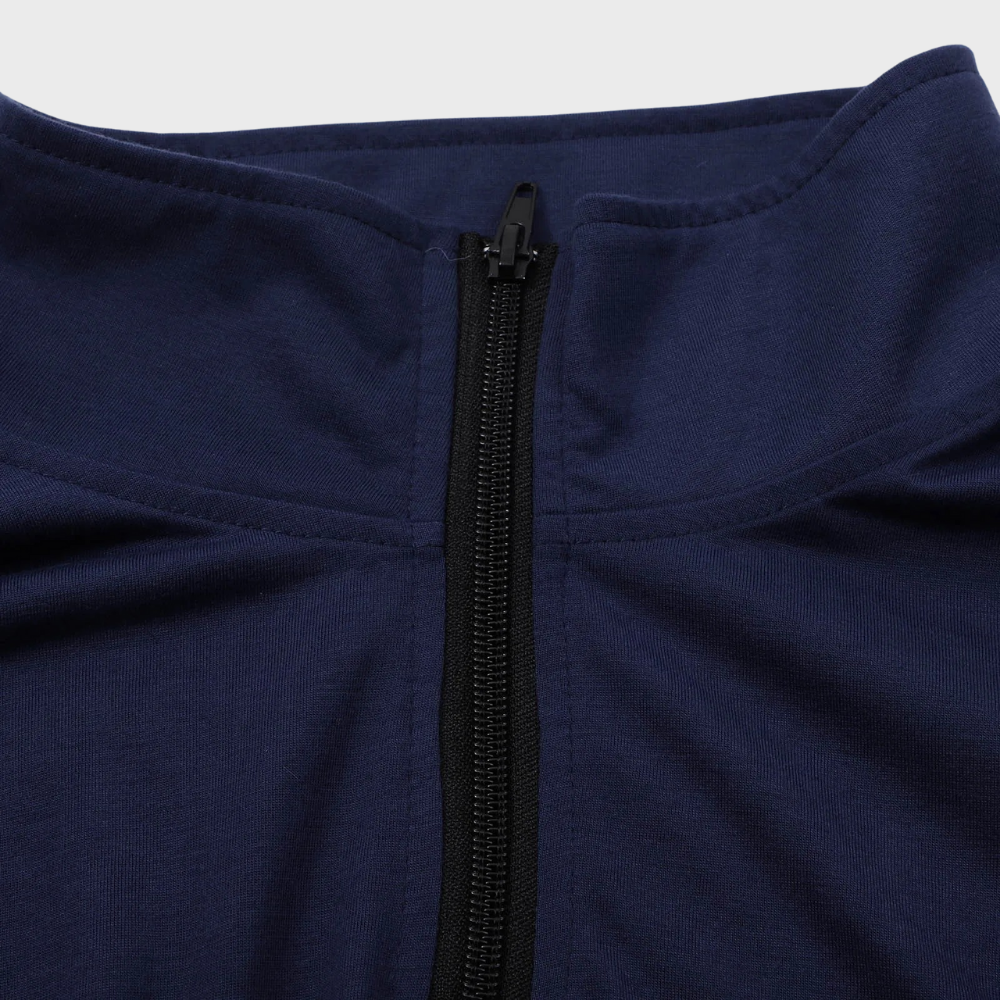 Sweatshirt - Men's Warm Standing Collar Long Sleeve Zip-Neck Sweater-Grace Aura