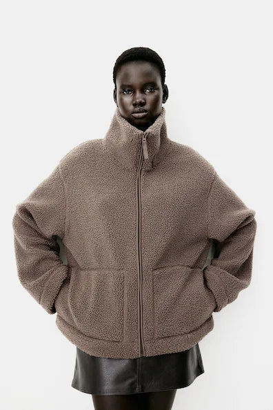 Teddy Coat - Women's Zip-Up Oversized Fleece Winter Jacket-Grace Aura