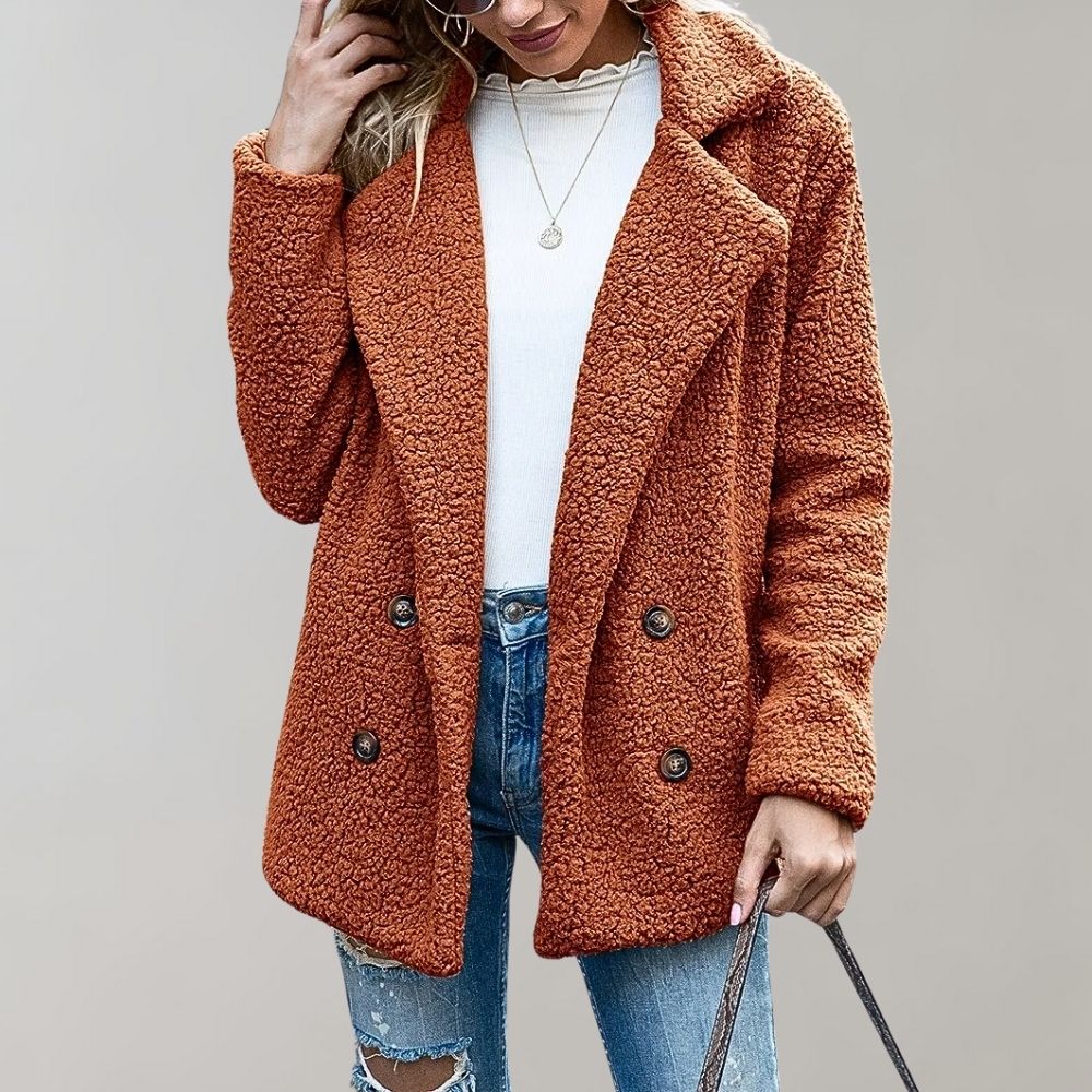 Teddy Jacket | Cozy | Double Breasted | Winter Jacket | Women's Jacket -Grace Aura