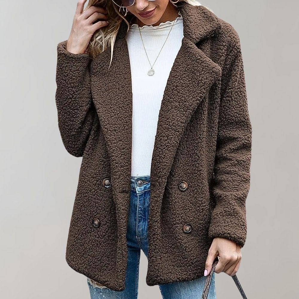 Teddy Jacket | Cozy | Double Breasted | Winter Jacket | Women's Jacket -Grace Aura