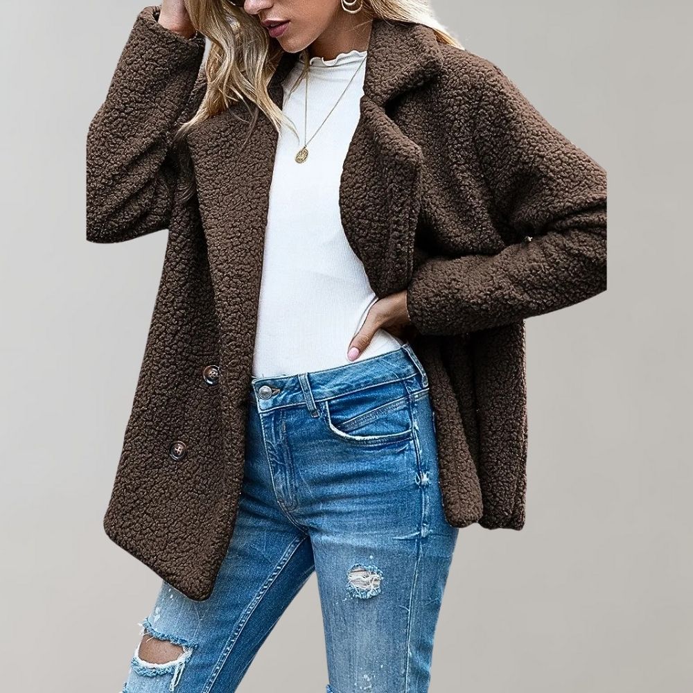 Teddy Jacket | Cozy | Double Breasted | Winter Jacket | Women's Jacket -Grace Aura
