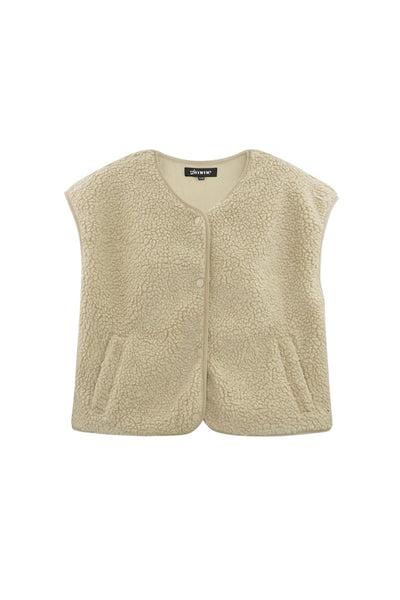 Teddy Vest - Sleeveless - Loose Fit - Fleece Vest - Women's Gilet-Grace Aura