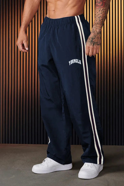 Track Pants - Men's Striped Elastic Waist Jogger Sweatpants-Grace Aura