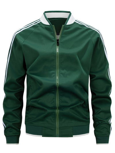 Tracksuit Jacket - Men's Zip-Up Striped Sport Jacket-Grace Aura