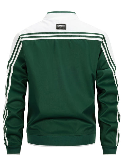 Tracksuit Jacket - Men's Zip-Up Striped Sport Jacket-Grace Aura