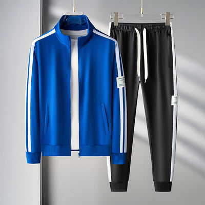 Tracksuit - Men's Striped Zip-Up Activewear Jogging Set-Grace Aura