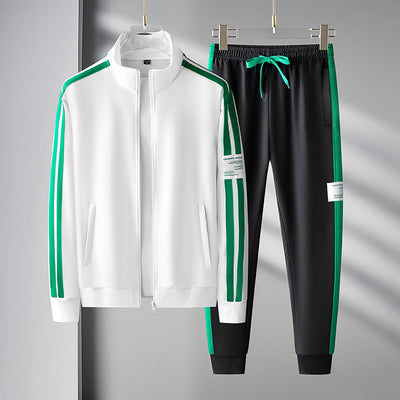 Tracksuit - Men's Striped Zip-Up Activewear Jogging Set-Grace Aura
