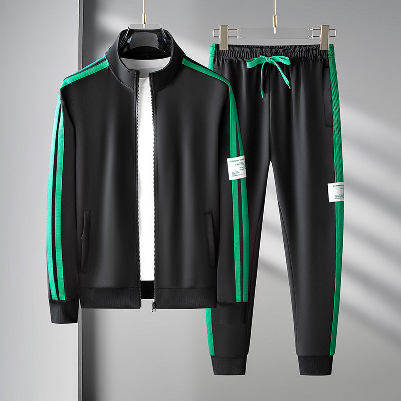 Tracksuit - Men's Striped Zip-Up Activewear Jogging Set-Grace Aura