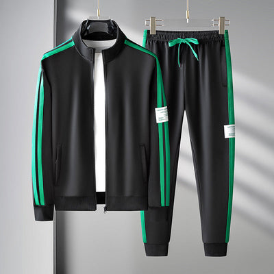 Tracksuit - Men's Striped Zip-Up Activewear Jogging Set-Grace Aura